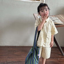 將圖片載入圖庫檢視器 X81982TG-夏季韓版棉質工裝短袖襯衫+短褲兩件套