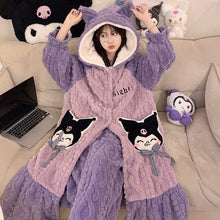Load image into Gallery viewer, 2275JG-Autumn and winter coral fleece thick long nightgown + trousers home two-piece set