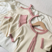 Load image into Gallery viewer, Y8413KTG- Summer Thin Large Pierced Edge Camisole Vest + High Waist Belly Protecting Large PP Pants + Long Sleeve Empty Cardigan Set