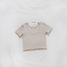 Load image into Gallery viewer, 274PCW- Spring and summer knitted elastic ruffled backless short-sleeved parent-child top