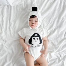 Load image into Gallery viewer, 53111LS-Korean summer rice ball print short-sleeved baby fart clothes + hat