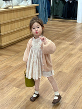Load image into Gallery viewer, x2696DS-Autumn Korean Floral Dress & Puff Sleeve Knitted Sweater Jacket