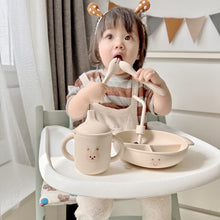 Load image into Gallery viewer, FS004AC-ins style cartoon bear multifunctional silicone plate & children's straw tableware with lid