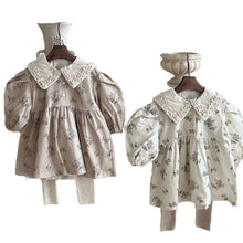 Load image into Gallery viewer, Y6309DS-Autumn style corduroy floral three-dimensional flower collar dress