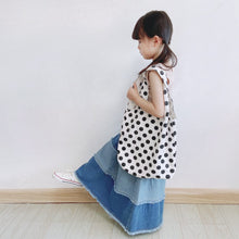 Load image into Gallery viewer, 180PCW-Spring and Summer Japanese Parent-child Long Splicing Girls Cake Tassel Denim Skirt