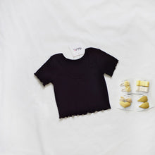 Load image into Gallery viewer, 274PCW- Spring and summer knitted elastic ruffled backless short-sleeved parent-child top