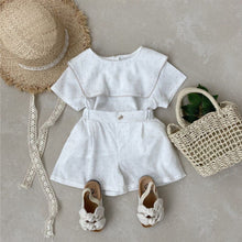Load image into Gallery viewer, Y8322TG-Summer large lapel doll shirt top + shorts set