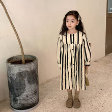 Load image into Gallery viewer, K0129DS-Fashionable children's casual style striped shirt dress