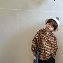 Load image into Gallery viewer, Q83025SE-Spring and Autumn Plaid Hooded Pullover Bunny Long Sleeve Top