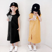 Load image into Gallery viewer, 22007PCW-Japanese style short-sleeved open X-shaped versatile knitted long skirt parent-child outfit