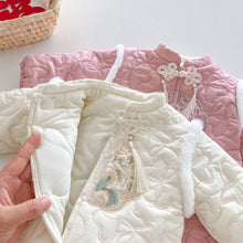 Load image into Gallery viewer, AL736LS-Winter baby retro quilted embroidery thickened New Year's greetings crawling clothes