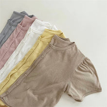 Load image into Gallery viewer, 25D701PCW- Korean style comfortable soft casual parent-child single-breasted short-sleeved top