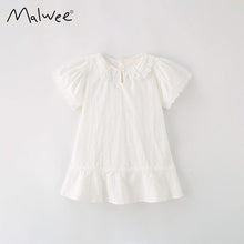 Load image into Gallery viewer, A2403SE-Summer European and American children's casual short-sleeved lace collar top
