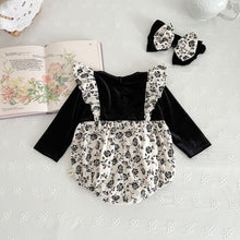 Load image into Gallery viewer, 233H16LS-Autumn floral big bow long-sleeved bodysuit + hairband