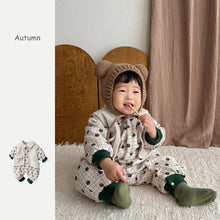 將圖片載入圖庫檢視器 2304617LS-北歐風加絨加厚格紋卡通印花假兩件爬服