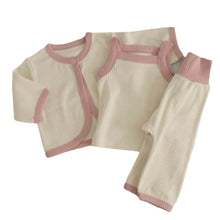 Load image into Gallery viewer, Y8413KTG- Summer Thin Large Pierced Edge Camisole Vest + High Waist Belly Protecting Large PP Pants + Long Sleeve Empty Cardigan Set