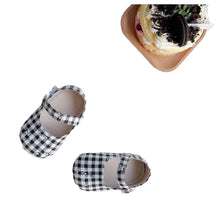 Load image into Gallery viewer, X907AC-Spring Korean plaid floral dot cotton and linen soft-soled toddler shoes