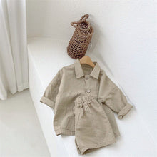 Load image into Gallery viewer, 25D628TG-Children's handsome lapel shirt shorts casual two-piece suit