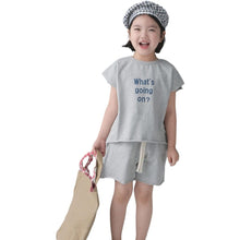 Load image into Gallery viewer, BB-2421TG-Japanese style raw edge printed sleeveless T-shirt shorts set