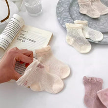 將圖片載入圖庫檢視器 W019AC-夏天純色超薄透氣精梳棉中筒無骨網眼襪