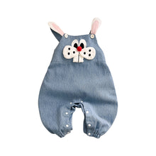 Load image into Gallery viewer, 2401327TG-秋季兒童條紋上衣&兔子造型牛仔吊帶褲