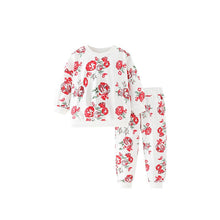 Load image into Gallery viewer, 9102TG-Autumn European and American children's round neck floral elastic waist pants two-piece suit