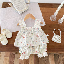 Load image into Gallery viewer, AT084TG-Summer floral flying sleeves dress + shorts two-piece set