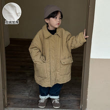 Load image into Gallery viewer, D83313SE-Autumn and winter children's corduroy cotton thickened plus velvet medium-length solid color coat