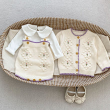 Load image into Gallery viewer, M2068SE-Autumn knitted bib bodysuit & hand-embroidered cotton yarn long-sleeved jacket