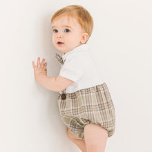 Load image into Gallery viewer, 71711LS-Summer Korean baby gentleman bow tie short-sleeved bodysuit (without hat)