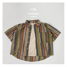 Load image into Gallery viewer, 1221SE-Korean style colorful striped cotton boy short-sleeved shirt
