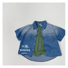 Load image into Gallery viewer, 1219SE-Korean summer literary boy short-sleeved denim shirt
