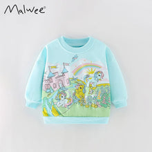 Load image into Gallery viewer, 8617SE-Autumn European and American children's rainbow horse print long-sleeved top