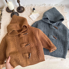 Load image into Gallery viewer, 77C85SE-Autumn solid color knitted open-front hooded sweater jacket