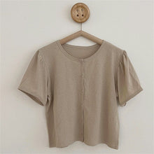 Load image into Gallery viewer, 25D701PCW- Korean style comfortable soft casual parent-child single-breasted short-sleeved top