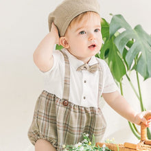 Load image into Gallery viewer, 71711LS-Summer Korean baby gentleman bow tie short-sleeved bodysuit (without hat)