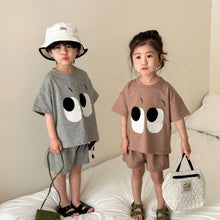 Load image into Gallery viewer, X83630TG-Summer loose cotton big eyes short-sleeved top + shorts two-piece set
