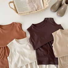 Load image into Gallery viewer, 71714TG-Summer Nordic style solid color simple small vest + double pocket shorts two-piece set