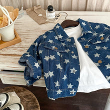 Load image into Gallery viewer, TC1465SE-Autumn boys and girls short denim jacket with full star print