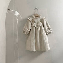 Load image into Gallery viewer, Y6334-Embroidered flower brushed wood ear stand collar long skirt