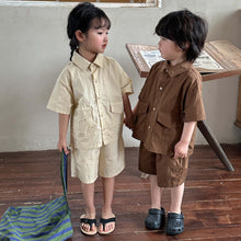 將圖片載入圖庫檢視器 X81982TG-夏季韓版棉質工裝短袖襯衫+短褲兩件套