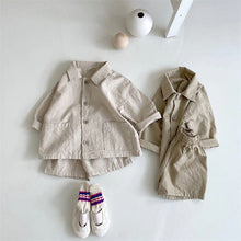 Load image into Gallery viewer, 25D628TG-Children's handsome lapel shirt shorts casual two-piece suit