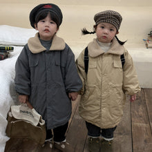 Load image into Gallery viewer, D83256SE-Winter lamb fur collar plus velvet thickened mid-length windbreaker jacket