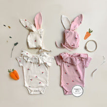 Load image into Gallery viewer, AL668183788117LS-Summer Bunny Shape Cherry Print Bodysuit + Hat
