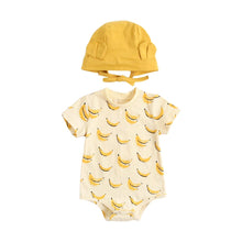 Load image into Gallery viewer, BRS1044LS-Summer pure cotton banana pineapple print bodysuit + hat cover