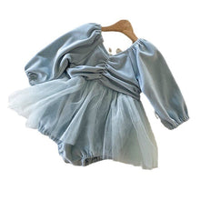 Load image into Gallery viewer, Y6303LS-High-grade velvet mesh skirt baby bodysuit