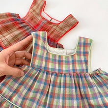 Load image into Gallery viewer, H10027TG-Summer Korean plaid suspender top for baby girls + flower bud shorts two-piece set