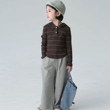 Load image into Gallery viewer, BB2445PCW-Autumn children's long-sleeved Japanese style boys and girls striped hooded parent-child tops