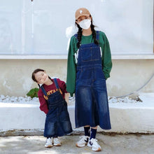 Load image into Gallery viewer, 21041PCW-Loose long denim retro A-line skirt parent-child outfit
