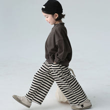 Load image into Gallery viewer, <Taiwan Pavilion> BB2446PCW-Autumn Japanese-style raw-edge knitted striped parent-child wide pants